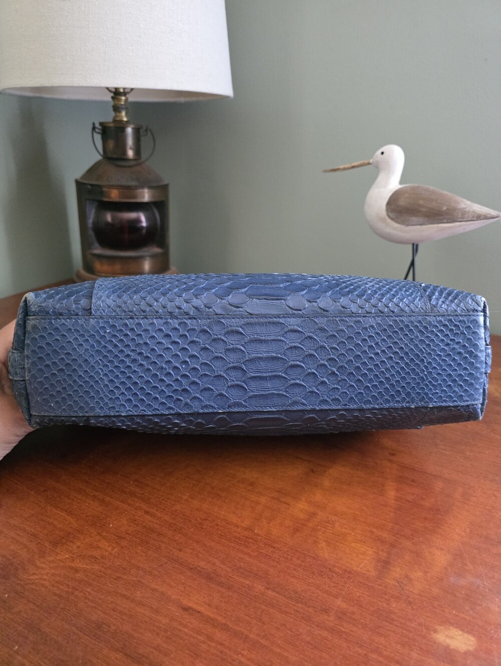 Coach 35326 Scout Hobo Python Embossed Denim Blue Leather Crossbody Bag - Picture 5 of 16